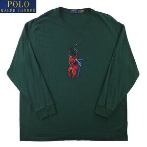 Polo Ralph Lauren Patchwork Big Pony T-Shirt Cotton Long Sleeve Men's 2XB